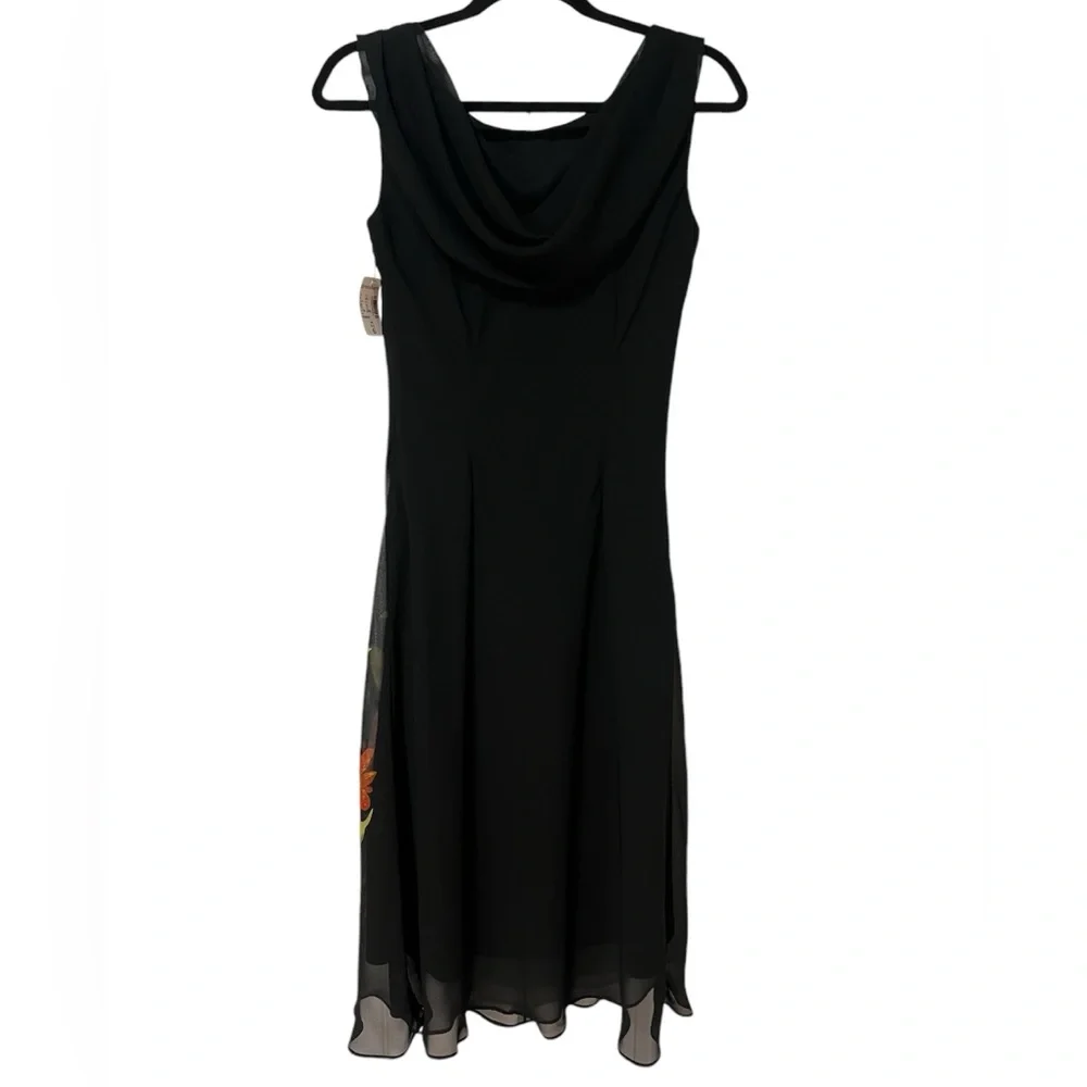 Vintage Dressbarn Black Floral Beaded Dress - NWT  (Size 6) - Picture 3 of 11